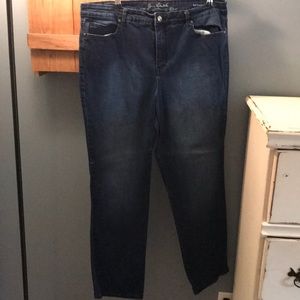 Dark wash straight leg jeans